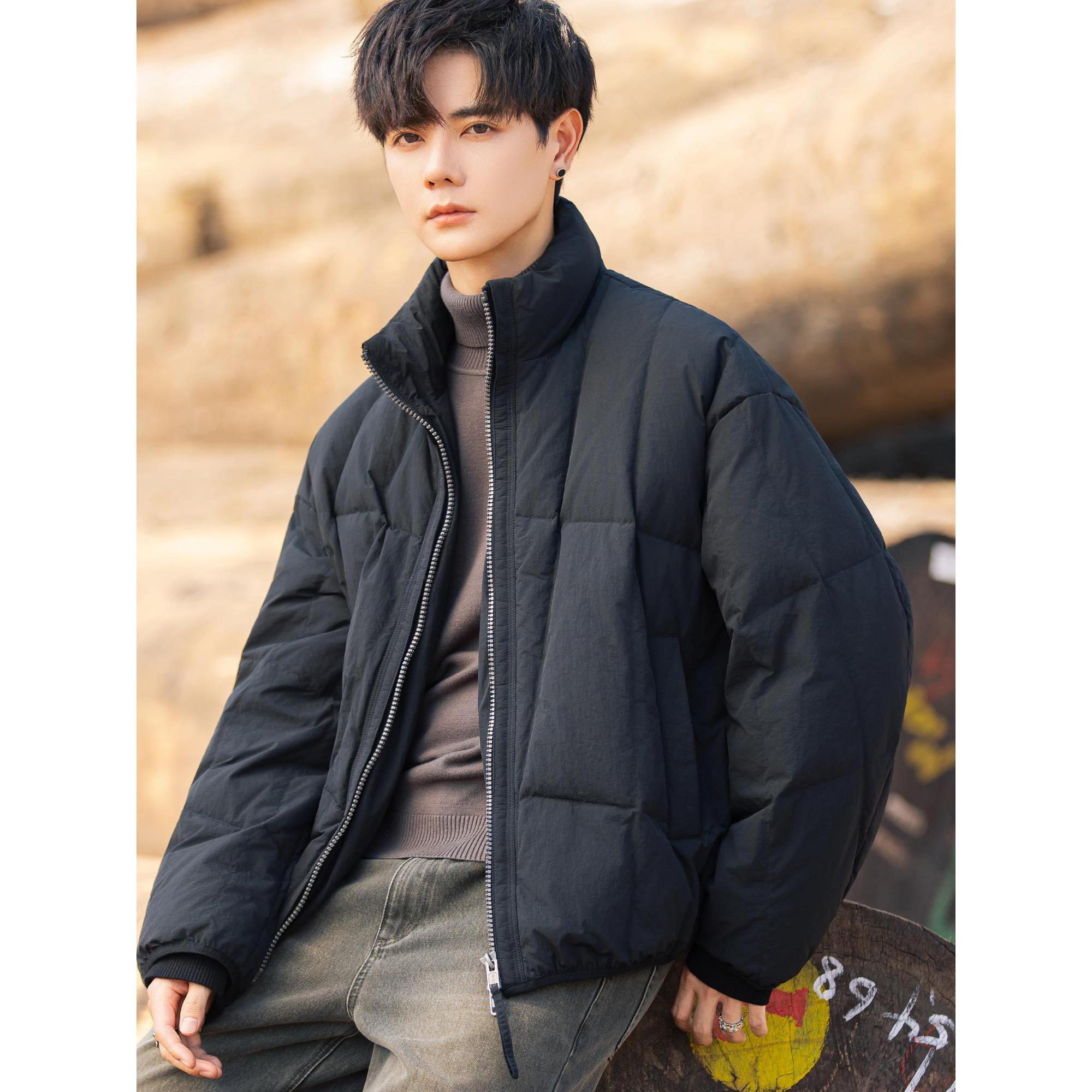 羽绒服男潮牌冬季新款加厚保暖青少年休闲百搭面包服短款立领外套