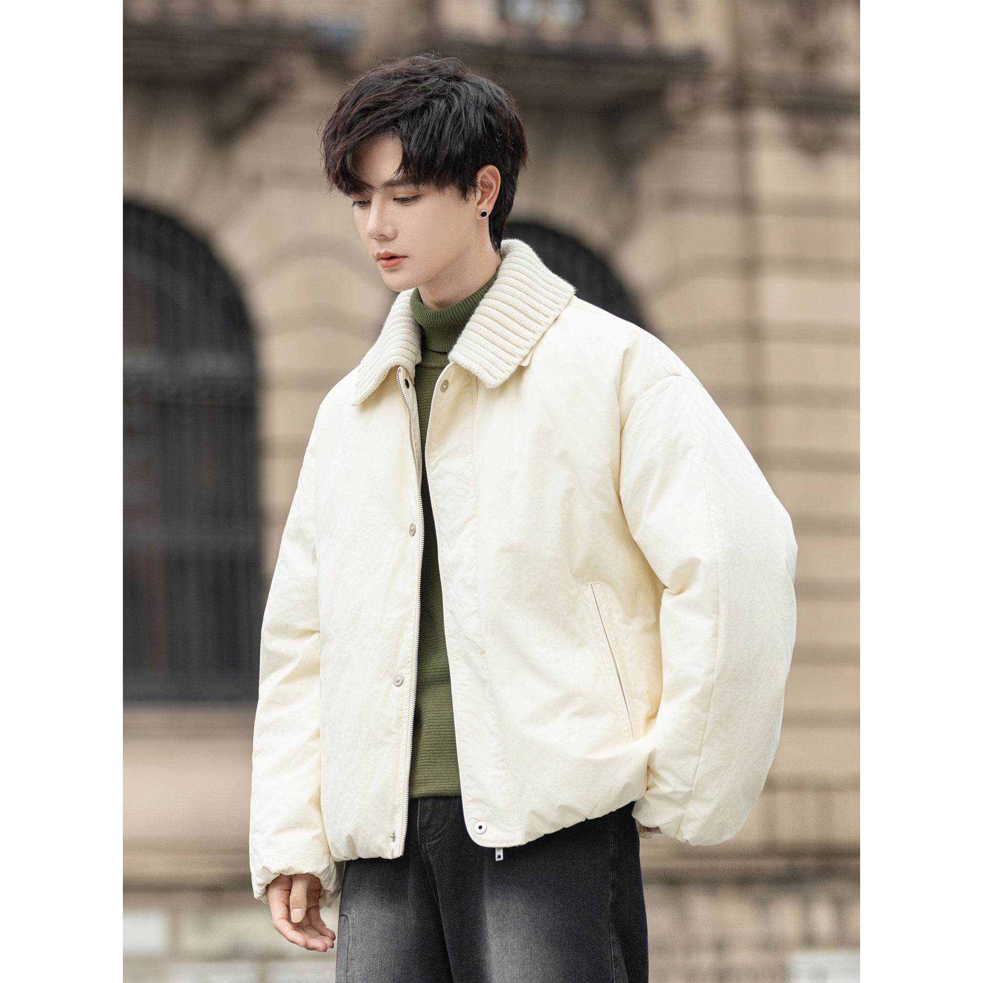 2025新款翻领短款羽绒服男冬季保暖加厚男士夹克高级感上衣男外套