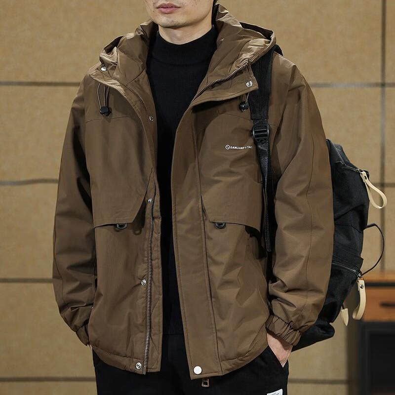 高级感连帽外套男款工装夹克2026春秋新款宽松大码男士户外上衣潮