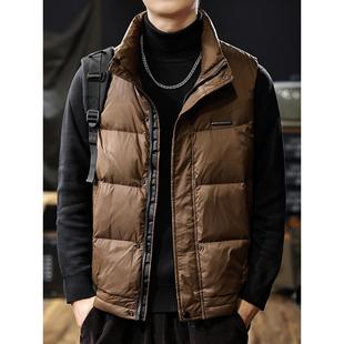 美式复古羽绒马甲男2025冬季新款保暖背心羽绒服男士轻薄外套男款