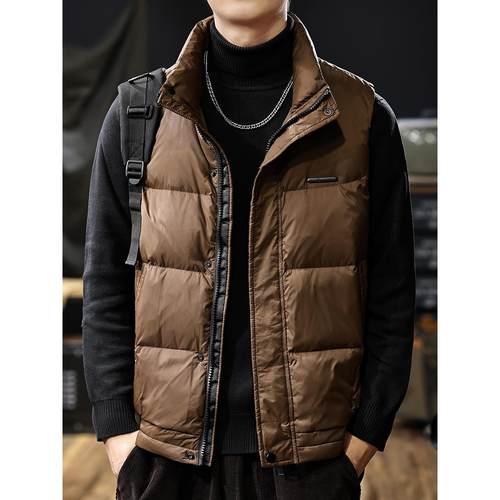 美式复古羽绒马甲男2025冬季新款保暖背心羽绒服男士轻薄外套男款