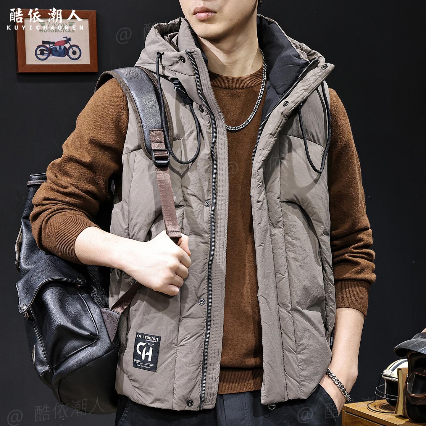 2025新款石墨烯棉服马甲男秋冬潮流立领短款拼接外套轻薄内胆大码