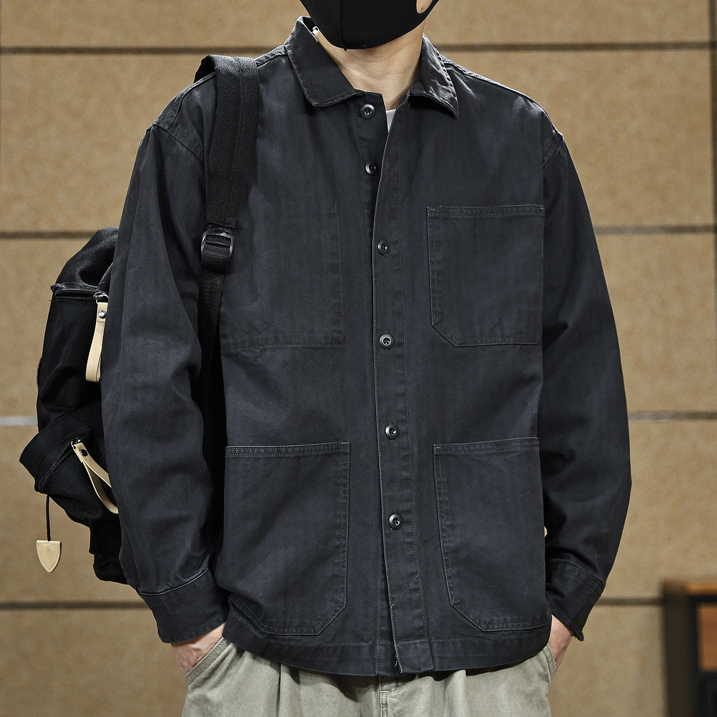 美式复古纯棉工装男士长袖衬衫2025秋季宽松百搭衬衣户外休闲外套