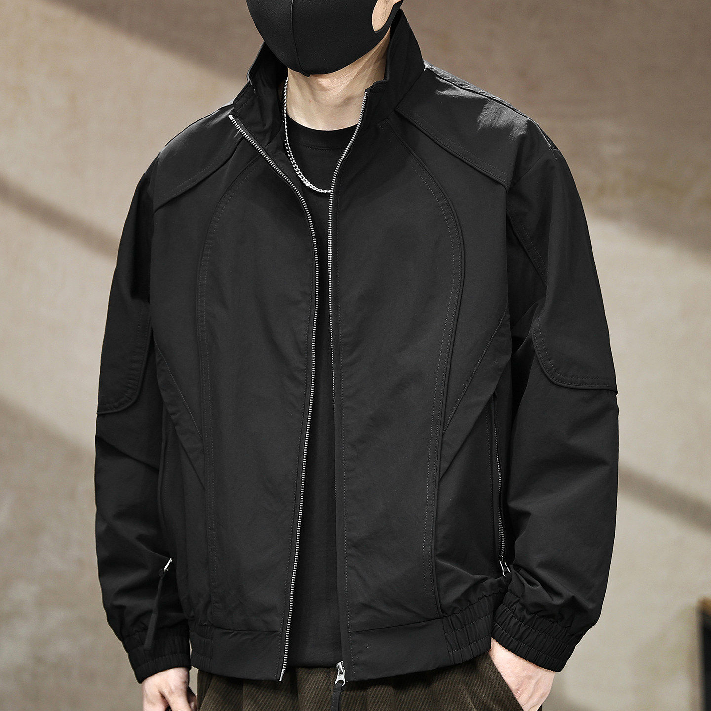 美式立领夹克男士外套秋季2025新款休闲百搭宽松工装春秋男款上衣