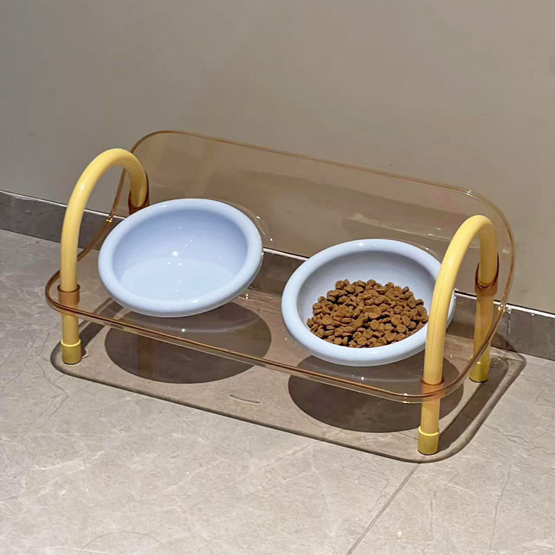 猫碗不易打翻增高架保护颈椎猫咪碗猫粮碗狗碗宠物用品双碗大口径