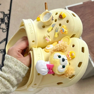 厨房饼饼卡骆驰鞋花洞洞鞋配饰可琦安diy拖鞋装饰适配crocs配件女