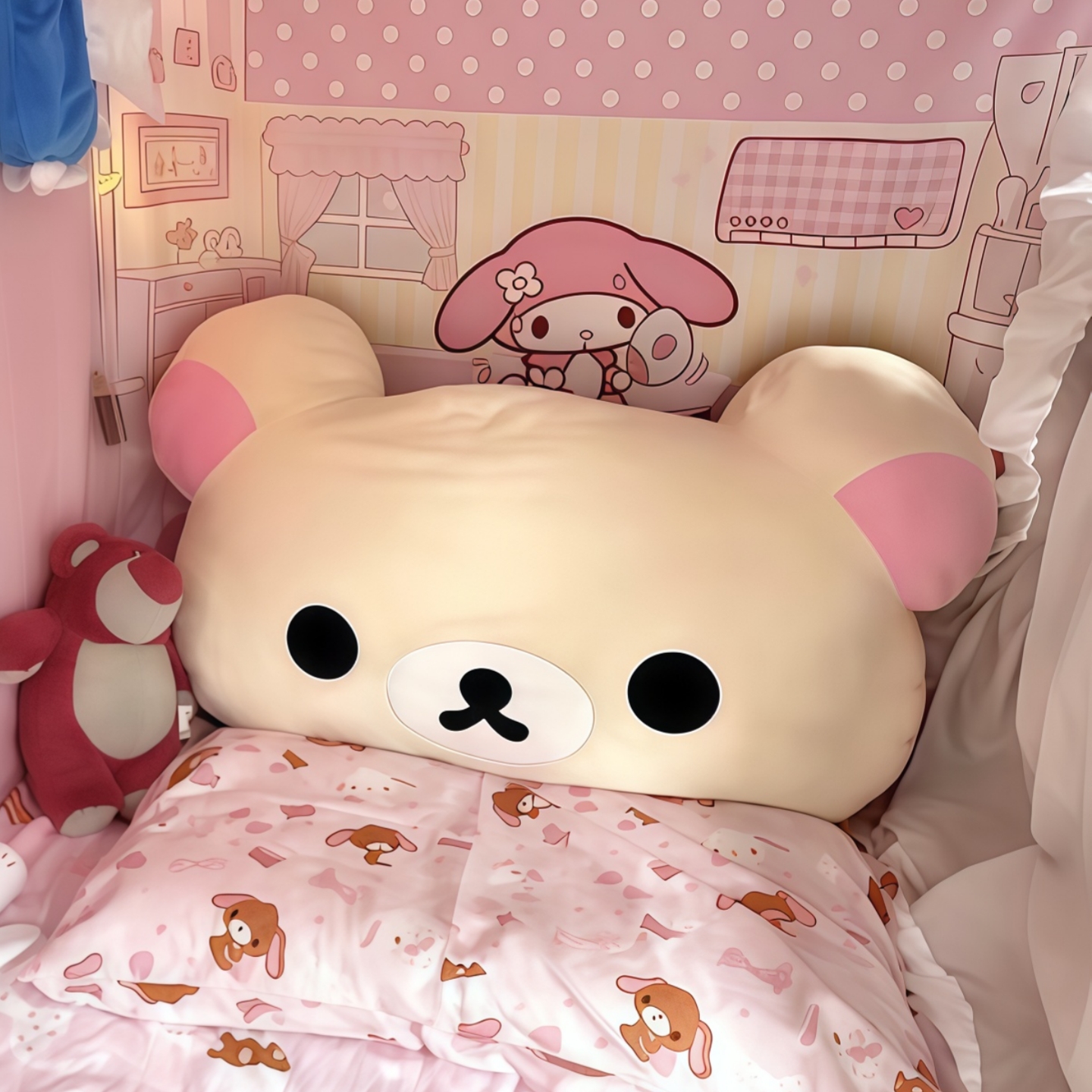 轻松熊靠枕床头宿舍学生床上大靠背护腰靠垫抱枕软包2025新款玩偶