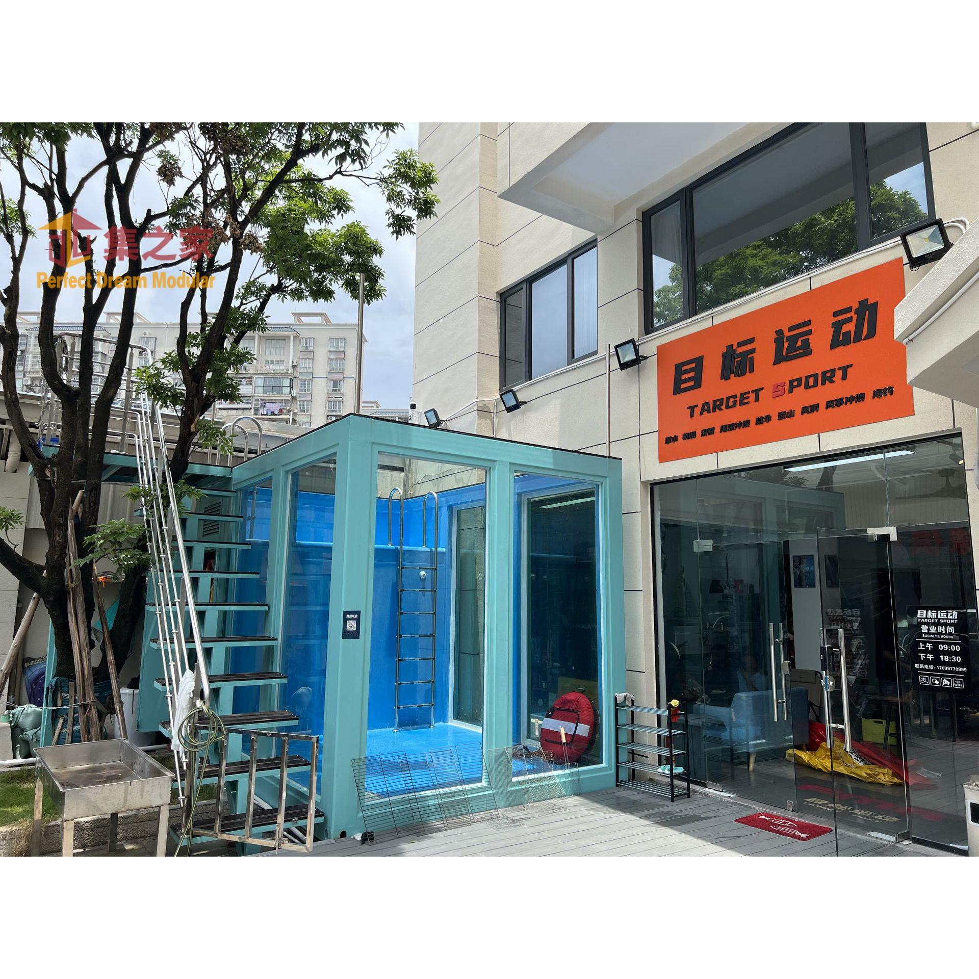 时尚美人鱼表演教学培训集装箱自由潜水体验可视玻璃加深游泳池