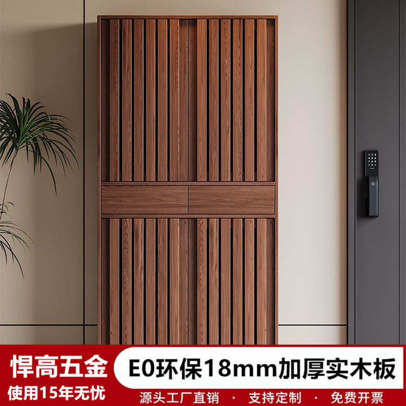 实木鞋柜家用门口高柜门外走廊用大容量玄关柜一体靠墙多层储物柜图片