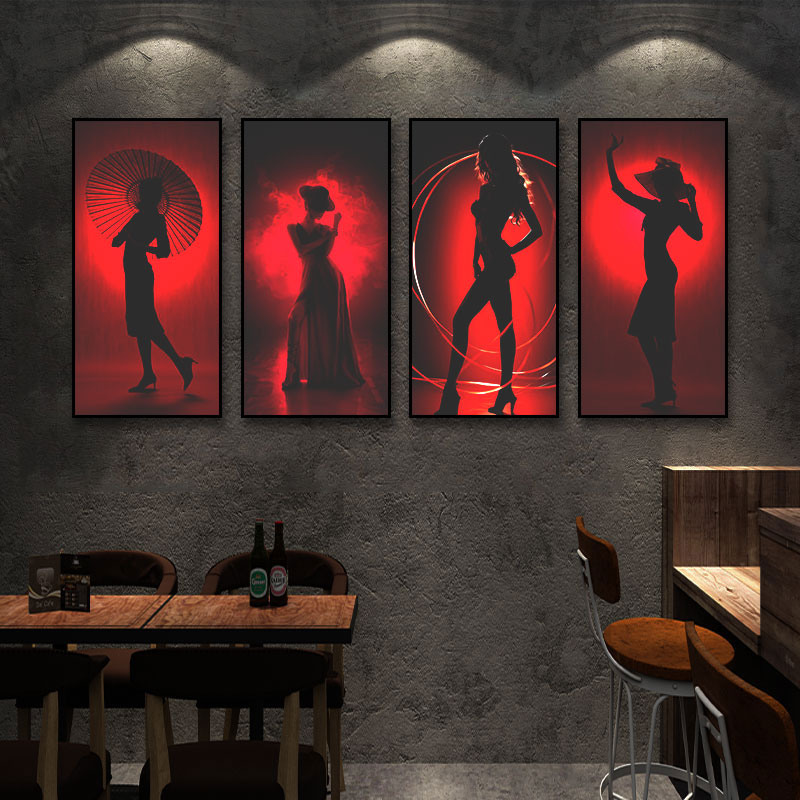 美女装饰画ktv包厢墙面装饰发光画酒吧霓虹灯挂画LED夜灯酒馆壁画图片