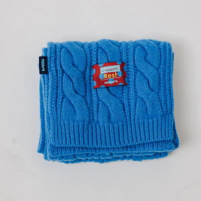 大小波悠长蓝调羊毛绞花围巾