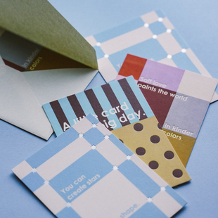 大小波几何卡片祝福卡片套装原创设计信封贺卡感谢问候情人节生日