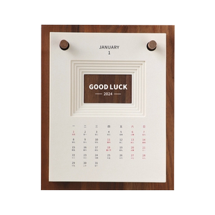 2026年新款镂空款台历创意设计logo高档木质月历定制办公室摆件时尚桌面万年历活动计时倒计时提醒送礼