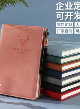 A5羊巴皮笔套海绵笔记本可定制企业logo2025新款商务办公会议记录本学生奖品日记本简约复古记录本定制礼盒套