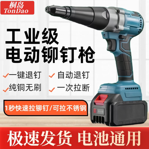 桐岛电动铆钉枪锂电全自动拉铆机不锈钢充电式抽芯无线拉铆钉机枪
