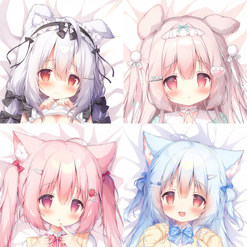 画师桃豆こまもち日版K8K9可爱萝莉兽耳娘动漫二次元周边等身抱枕