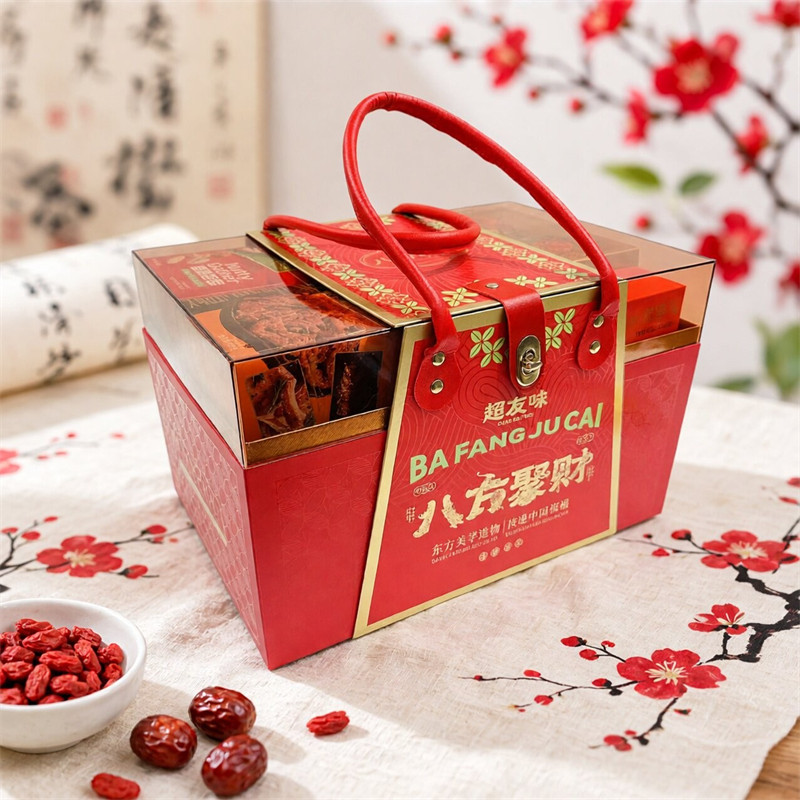 超友味八方聚财亚克力礼盒什锦零食综合坚果饼干果脯商务送礼年货