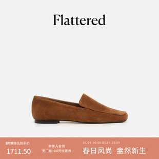2026新品 一脚蹬平底乐福鞋 Ellis女士麂皮方头深口单鞋 Flattered