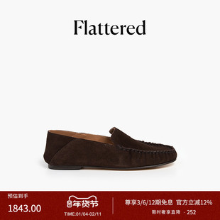 Flattered Bon Bon牛麂皮老钱豆豆鞋一脚蹬乐福鞋通勤平底单鞋女