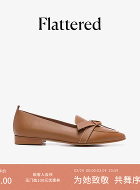 博主同款Flattered Ally女士牛皮尖头穆勒鞋平底通勤乐福鞋单鞋春