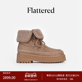 2025冬新品 Flattered Fairy女士牛麂皮雪地靴厚底马丁靴加绒棉鞋