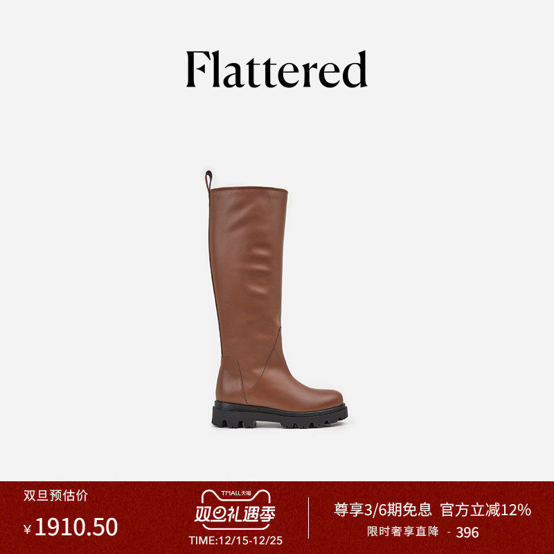 FlatteredLuna真皮复古长筒靴