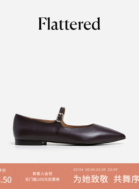 Flattered Camila女士羊皮尖头平底玛丽珍鞋通勤单鞋皮鞋2026新款