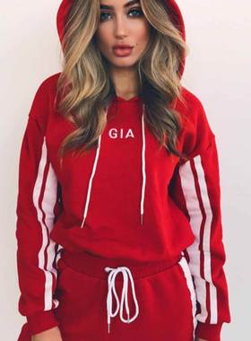 women winter clothes sports suit 2pcs hoodie pants coats