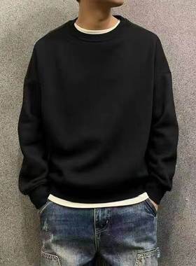 Men fashion sweater tops autumn winter plush sweat shirt man