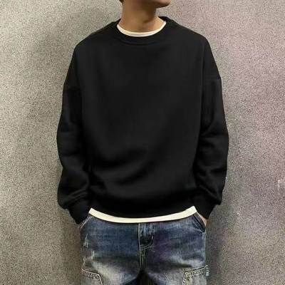 Men fashion sweater tops autumn winter plush sweat shirt man