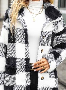 Winter Warm Jacket Women Plaid Thick Coats冬季女士加厚外套