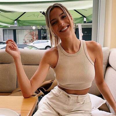 Knitted Tank Tops Women Shirts Girls Streetwear Tees Ladies