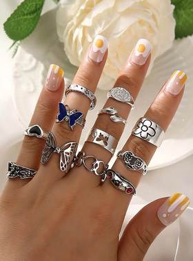 New hot selling fashion colorful butterfly animal ring set