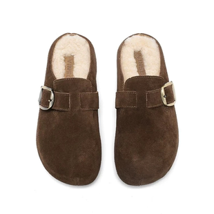 福利款真皮牛反皮皮毛一体羊羔毛博肯拖外穿女鞋25289 拍大一码