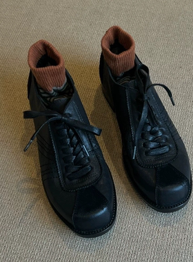 断码福利，3厘米头层水洗小牛皮系带小皮鞋单鞋9783