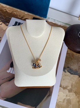 多巴胺彩珐琅项链配饰女简约轻奢高级感锁骨链吊坠颈链沙金饰品