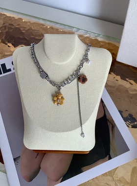 2026欧美嘻哈小熊叠戴锁骨项链男女同款ins百搭T恤卫衣双层颈配饰