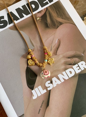 小众沙金盘缠立体小象毛衣链项链复古波西米亚叠戴百搭T恤配饰新