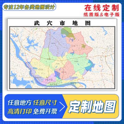 新款武穴市地图贴挂超大巨幅行政区划图办公室装饰画海报