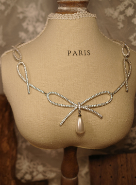 蝴蝶结轻奢长不规则项链女