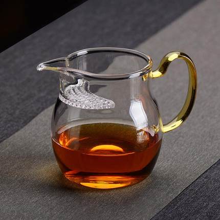 加厚玻璃月牙公道杯茶漏一体大容量带滤网分茶器高硼硅耐热泡茶器