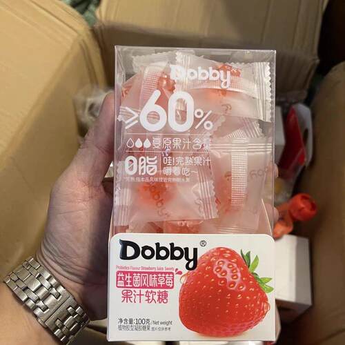dobby哆比旅行青蛙扒皮剥皮水果软糖芒果白桃果汁糖果零食百香果