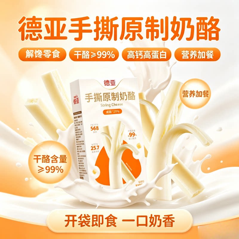 【顺丰发全国】德亚手撕原制减脂奶酪棒80g高蛋白钙奶酪即食零食图片