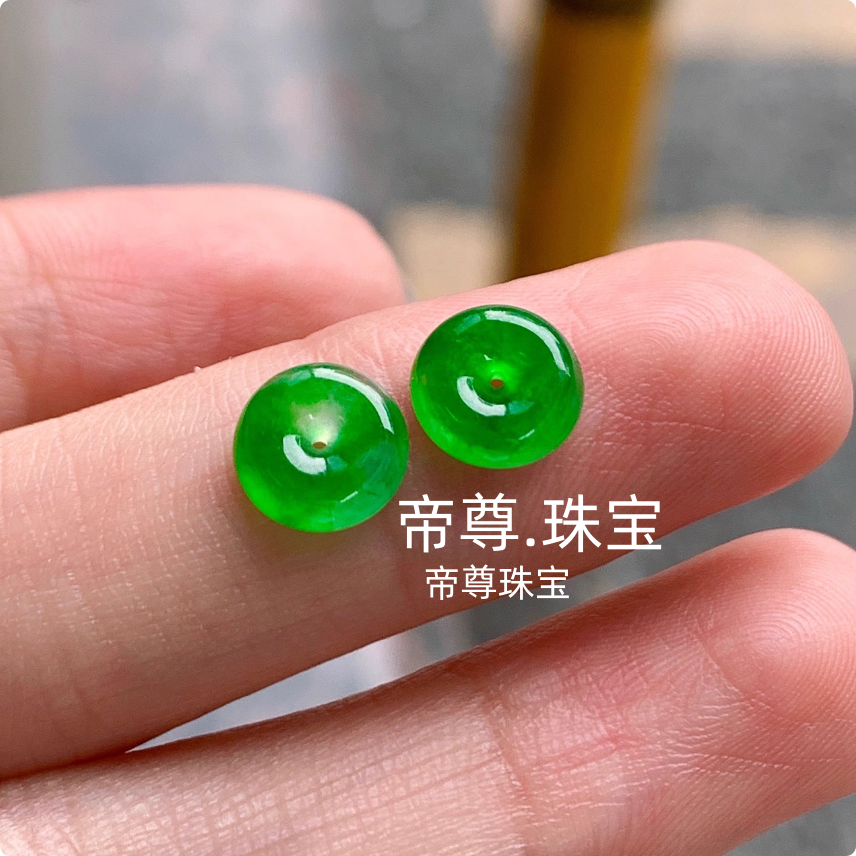 冰绿冰阳辣绿平安扣玉石吊坠配饰