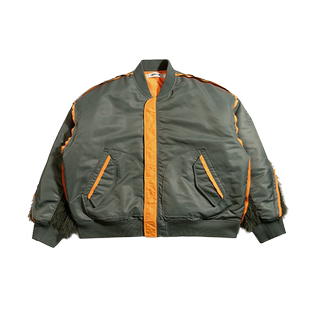 Liberty line【口口桑自制】ma1改良撞色毛线宽松飞行夹克棉服