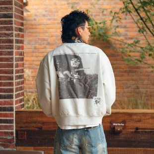 Liberty line25fw复古电影主题印花重磅加绒圆领卫衣new vintage
