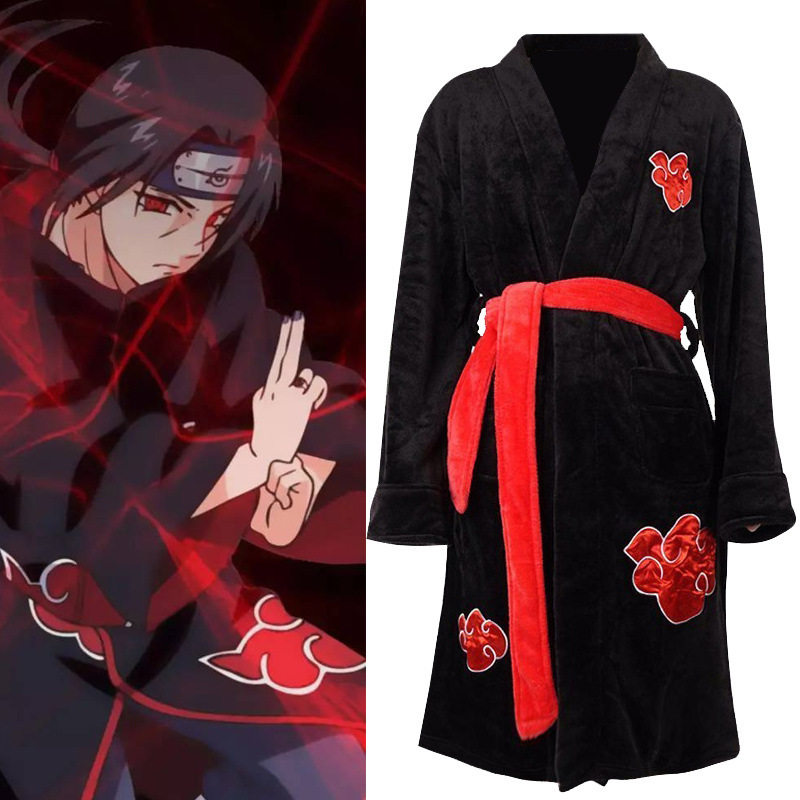 火影忍者cosplay睡袍宇智波鼬法兰绒加长加厚居家浴袍动漫cos服装