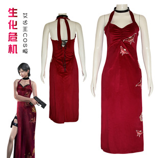 生化危机艾达王cos服旗袍红色连衣裙艾达王cosplay万圣节服装