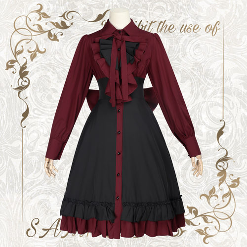 中世纪哥特式蝴蝶结连衣裙蒸汽朋克女裙文艺复兴cos服二次元动漫