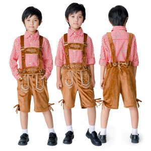 万圣节儿童帅气啤酒服男童啤酒派对演出服六一儿童吊带裤表演服